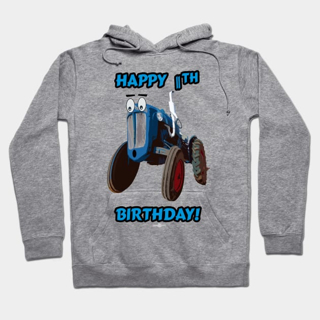 Happy 11th Birthday tractor design Hoodie by seadogprints